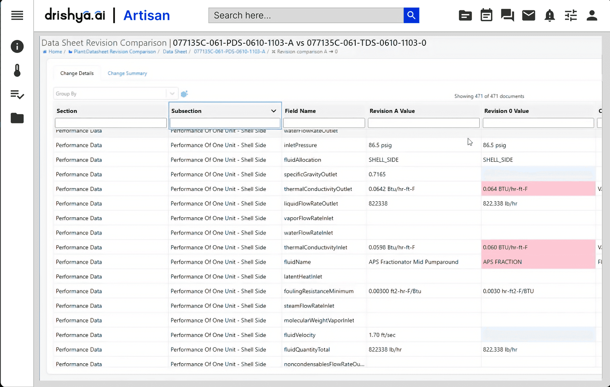 Screenshot of Data Sheet Analysis in Artisan by Drishya AI