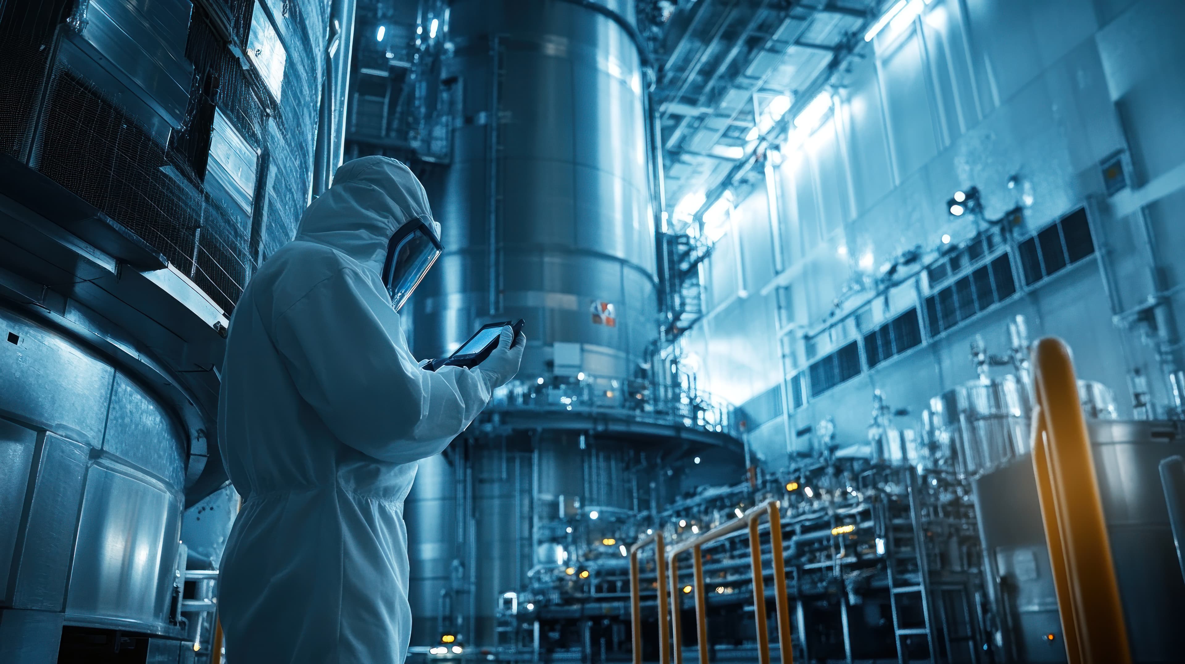 Landscape of an Engineer Working Inside a Chemical Plant